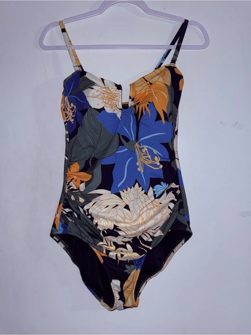 Land’s End Swimsuit * Ladies 10 * One Piece Hawaiian Flower Design Great Cond.